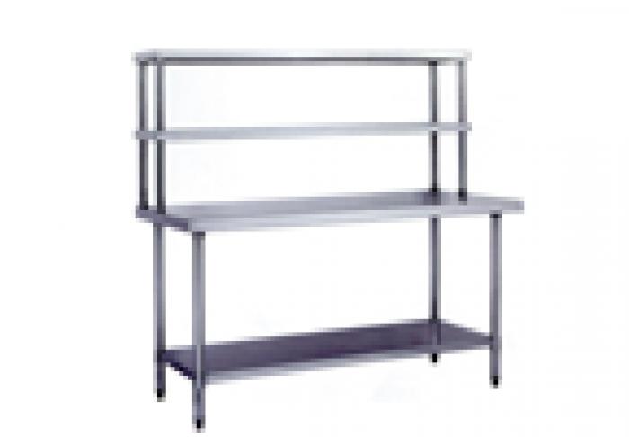 Pick up table with 1 bottom shelf and 2 over head shelves